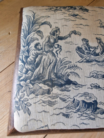 Antiek voetenbankje toile de jouy