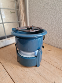 Petrol blauw emaille eenpits petroleumstel