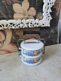 Emaille rantang etensdrager bloemen