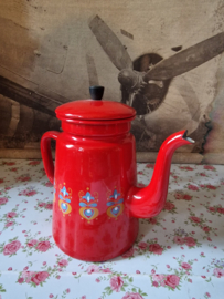 Rood emaille grandmere koffiepot