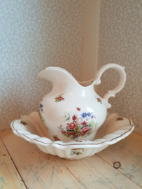 Brocante romantisch engels lampetstel pioenrozen