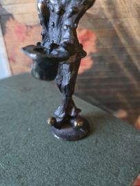 Bronzen beeldje clown met hoed