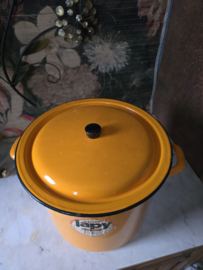 Vintage oranje emaille pan Japy