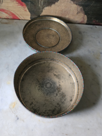 Antiek blikken kraaltjes koektrommel