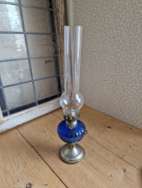 Antiek blauw glazen olielamp