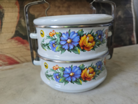 Emaille rantang etensdrager bloemen