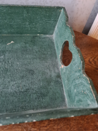 Oud groen houten mangelbak