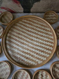 Vintage bamboe dienblad met onderzetters
