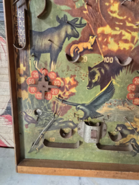 Oud houten knikkerspel flipperspel bosdieren