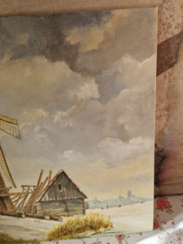Schilderij molen landschap