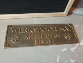 Bronzen plaat werkspoor NV Amsterdam 1955