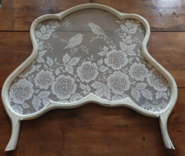 Antieke brocante houten raamhor roosjes vogeltjes