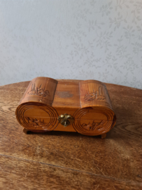 Oud houten sieradendoosje juwelenkistje