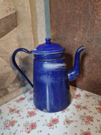 Donkerblauw emaille koffiepot