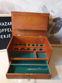 Antiek reisapotheek mahonie houten kistje