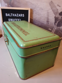 Oud groen blikken broodtrommel