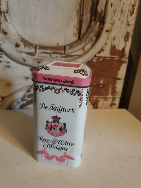 snijder tweeling Springen Oud blikje de ruijter roze witte muisjes | verkocht! | balthazars  snuffelhoekje