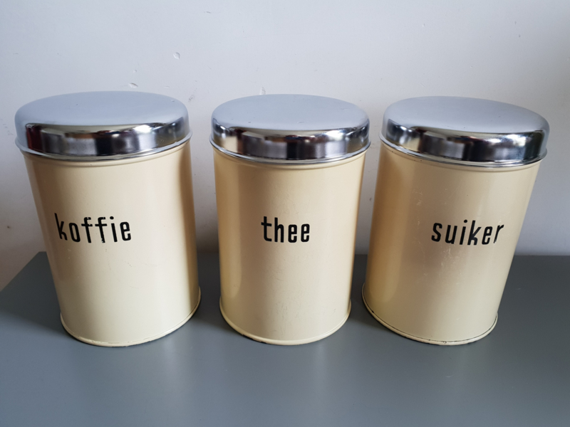 Gewond raken invoegen plaag Set vintage crème brabantia koffie thee suiker blikken | verkocht! |  balthazars snuffelhoekje
