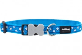 Halsband Hond - Stars White on Turquoise