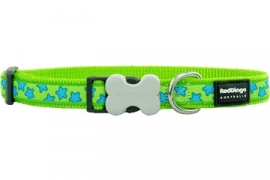 Halsband Hond - Stars Turquoise on Lime Green