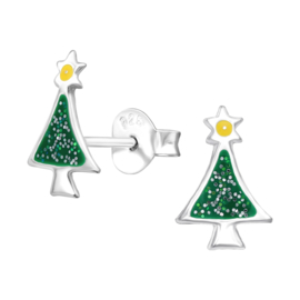 Zilveren kinderoorbellen: Kerstboom