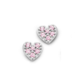 Zilveren kinderoorbellen: Hartjes roze (Naiomy Princess)