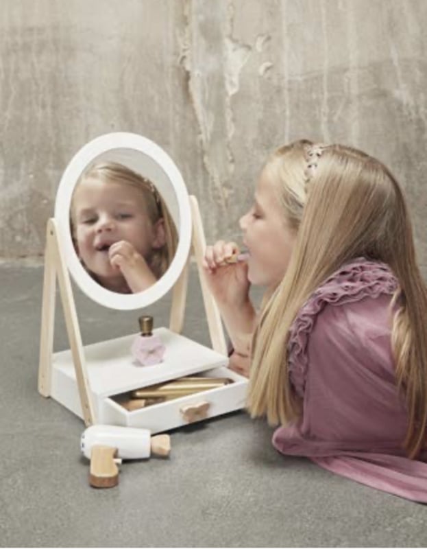 motor Schaduw slijm Byastrup houten make-up spiegel met lade in luxe geschenkverpakking |  Kinderkamer accessoires | Hippe Girls!