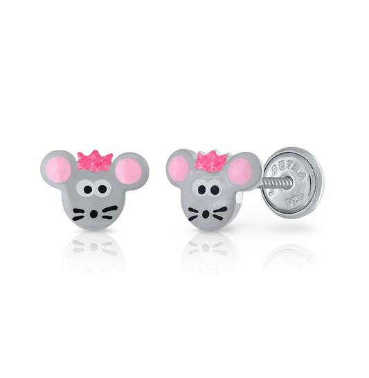Zilveren kinderoorbellen: muisjes met schroefsluiting