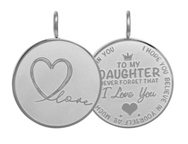 Hanger Daughter Love Big ; zilverkleurig