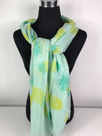 Sjaal ; groen met ananassen