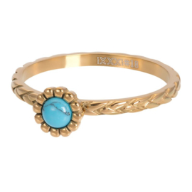 Ring Inspired Turquoise ; goudkleurig