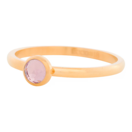 Ring Zirkonia pink ; goudkleurig