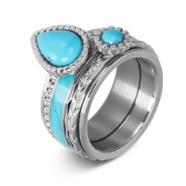 Ring Magic Turquoise ; zilverkleurig