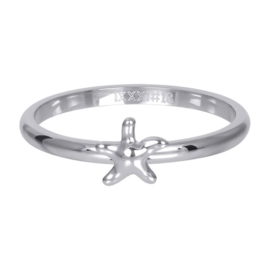 Ring symbol sea star ; zilverkleurig
