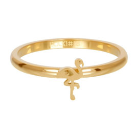 Ring symbol flamingo ; goudkleurig