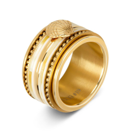 Ring symbol sea shell ; goudkleurig