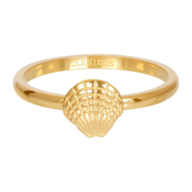 Ring symbol sea shell ; goudkleurig