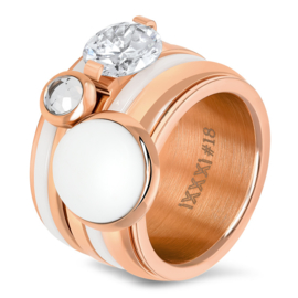 Ring Zirkonia white ; rosé-goudkleurig