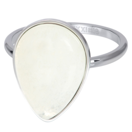 Ring Royal Stone Drop White ; zilverkleurig