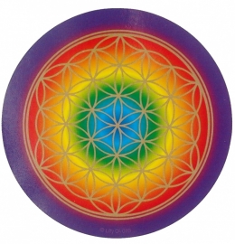 Flower of Life regenboog 7cm karton met satijnen lint (set)