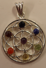 Hanger Flower of Life Messing zilverkleurig