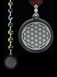 Flower of Life raam hanger zilverkleurig