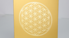 Flower of life dubbele ansichtkaart wit met rode envelop (klein vierkant)