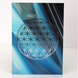 Flower of life enkele ansichtkaart blauw