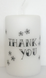 Witte stompkaars ‘Thank You’
