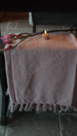 Katoenen plaid kwast roze | 130 x 160 cm