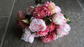 Boeket zijden kant en klaar | Dahlia Peony