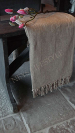Katoenen plaid kwast beige | 130 x 160 cm