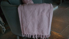 Katoenen plaid kwast roze | 130 x 160 cm