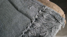 Katoenen plaid kwast groen | 130 x 160 cm
